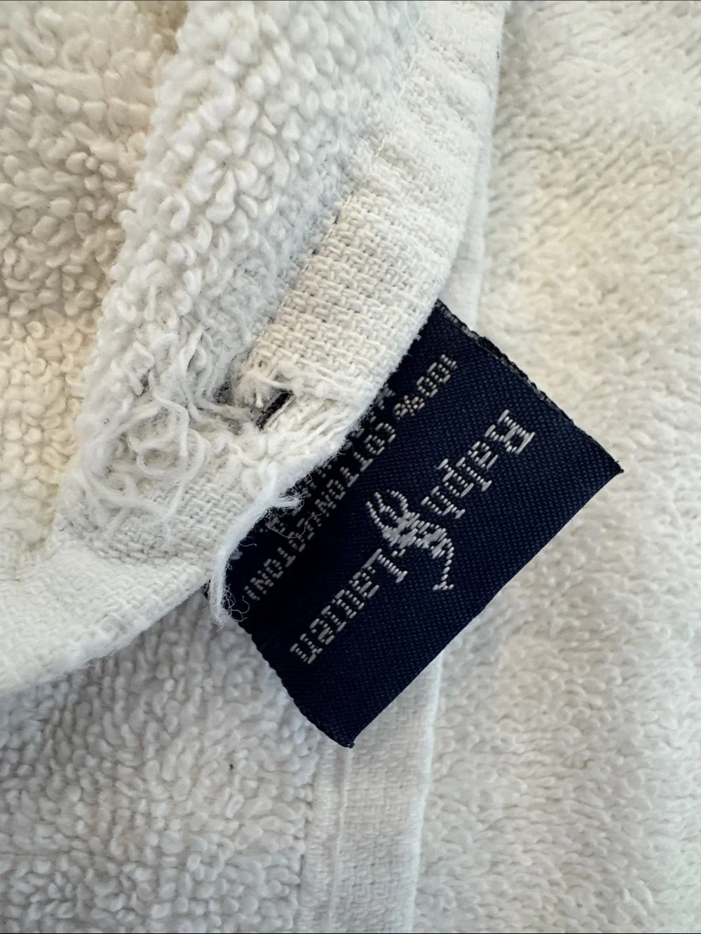 Vintage 90s Polo Bear Beach Towel 65 X 34 White Terry Cloth by Ralph Lauren